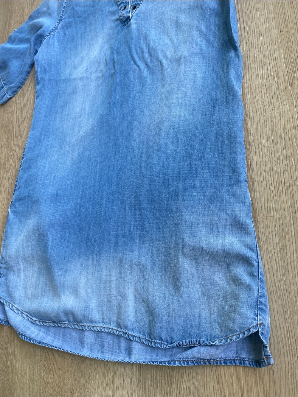 Cloth & Stone Chambray Tunic Dress Small Blue Lyocell Shift Dress Boho Casual - Picture 6 of 10
